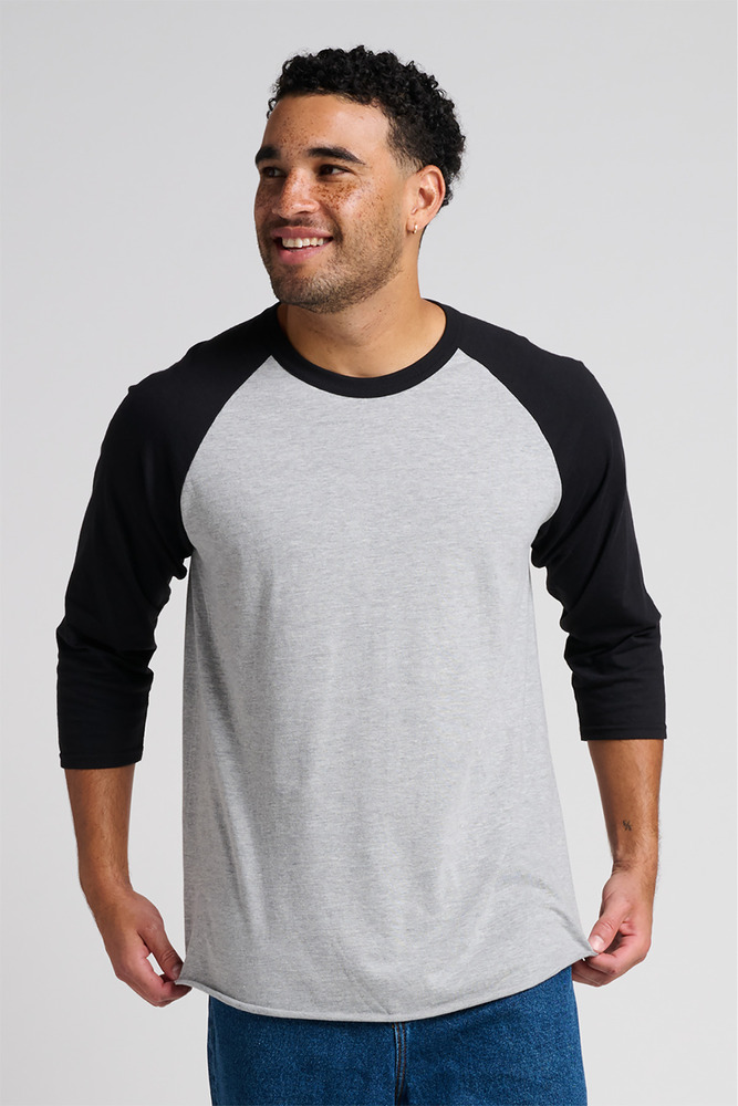 jerzees j560r unisex premium blend combed ring spun 3/4-sleeve raglan Front Fullsize