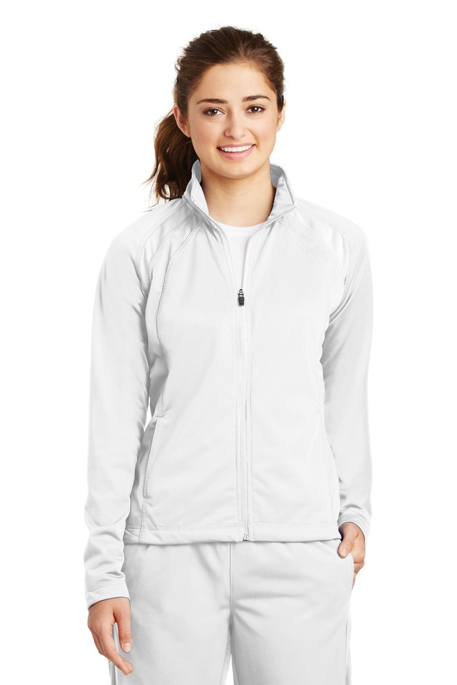 sport-tek lst90 ladies tricot track jacket Front Fullsize