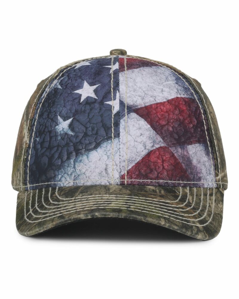 outdoor cap sus100 camo with flag sublimated front panels cap Front Fullsize