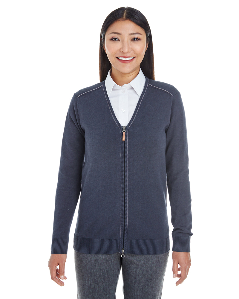 devon & jones dg478w ladies' manchester fully-fashioned full-zip cardigan sweater Front Fullsize