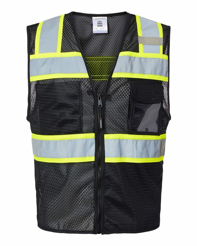 kishigo b150-156 ev series® enhanced visibility 3 pocket mesh vest Front Fullsize