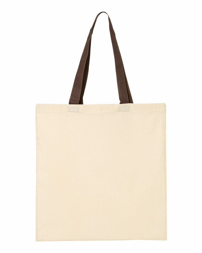 Q-Tees QTB6000 Economical Tote with Contrast-Color Handles Front Fullsize"