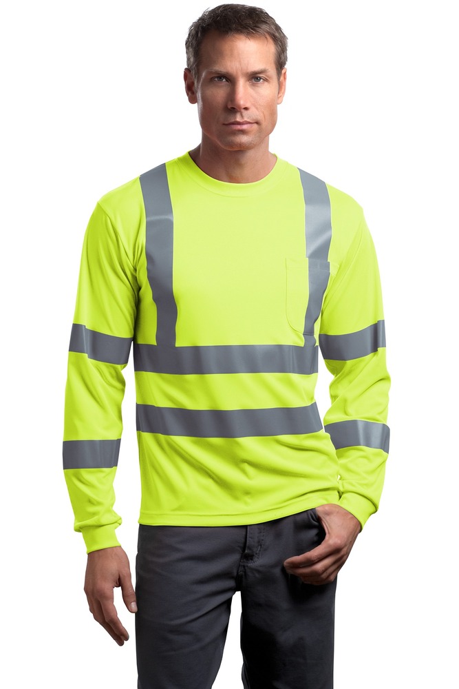 cornerstone cs409 ansi 107 class 3 long sleeve snag-resistant reflective t-shirt Front Fullsize