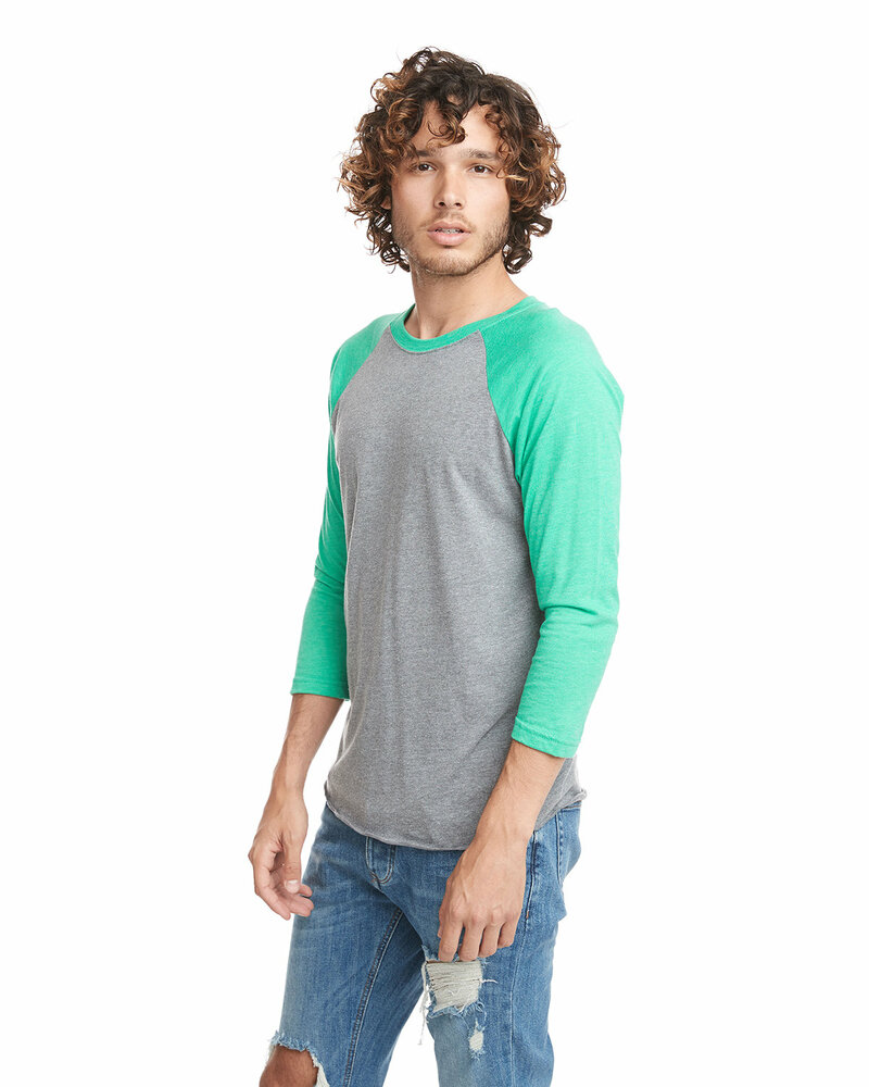 Next Level 6051 Unisex Tri-Blend 3/4-Sleeve Raglan T-Shirt Front Fullsize"