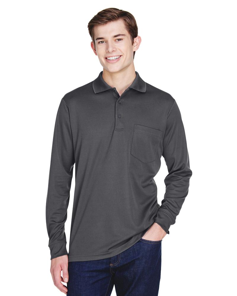 core365 88192p adult pinnacle performance long-sleeve piqué polo with pocket Front Fullsize