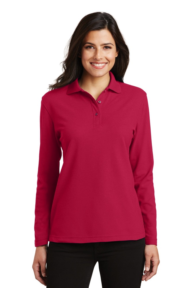 Port Authority L500LS Ladies Silk Touch™ Long Sleeve Polo Front Fullsize"