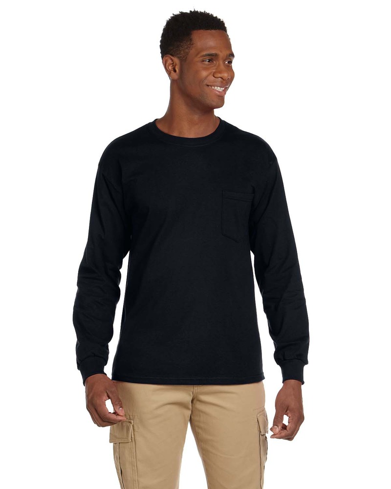 Gildan G241 Ultra Cotton ® 100% Cotton Long Sleeve T-Shirt with Pocket Front Fullsize"