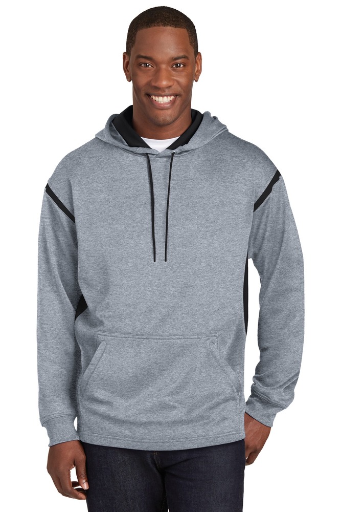 sport-tek f246 tech fleece colorblock hooded sweatshirt Front Fullsize