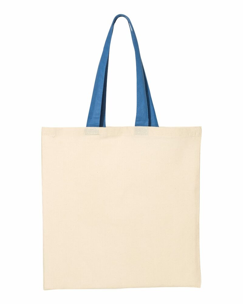 Q-Tees QTB6000 Economical Tote with Contrast-Color Handles Front Fullsize"