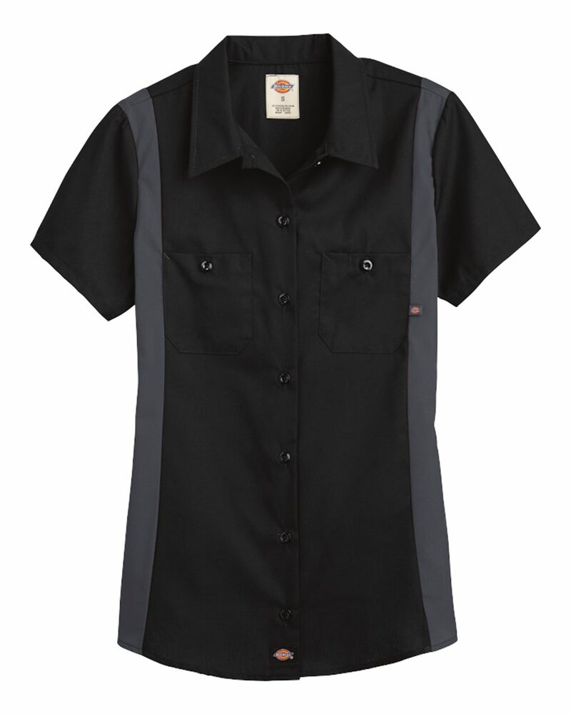 dickies fs524 ladies' industrial short-sleeve color block shirt Front Fullsize