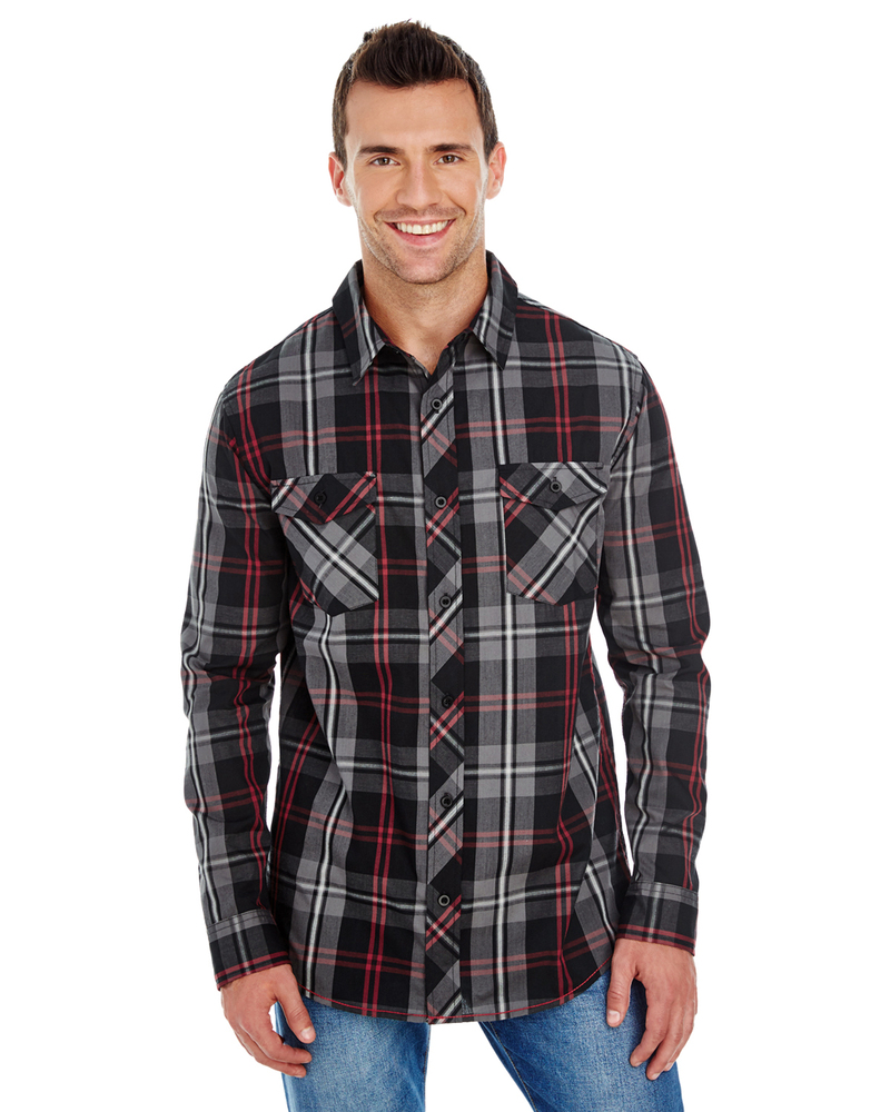 burnside b8202 men's long-sleeve plaid pattern woven shirt Front Fullsize