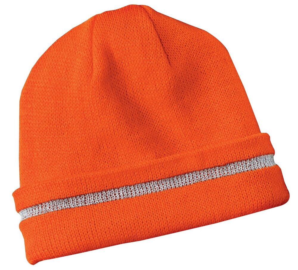 cornerstone cs800 enhanced visibility beanie with reflective stripe Front Fullsize