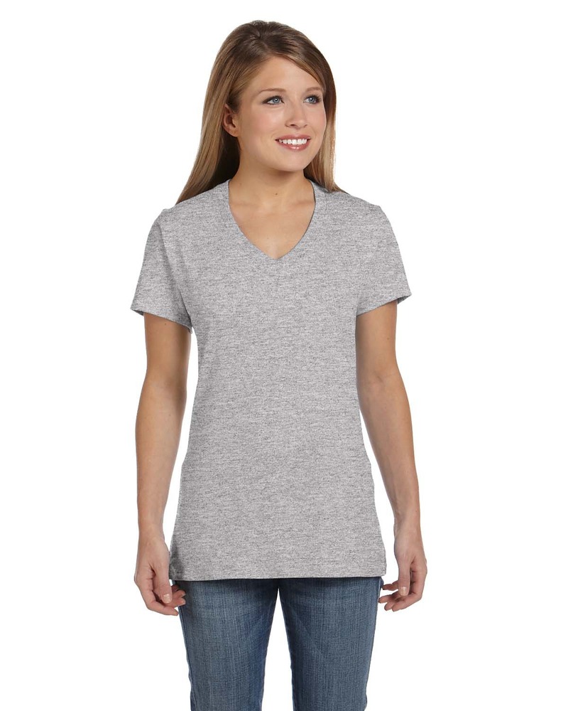 hanes s04v ladies perfect-t v-neck t-shirt Front Fullsize