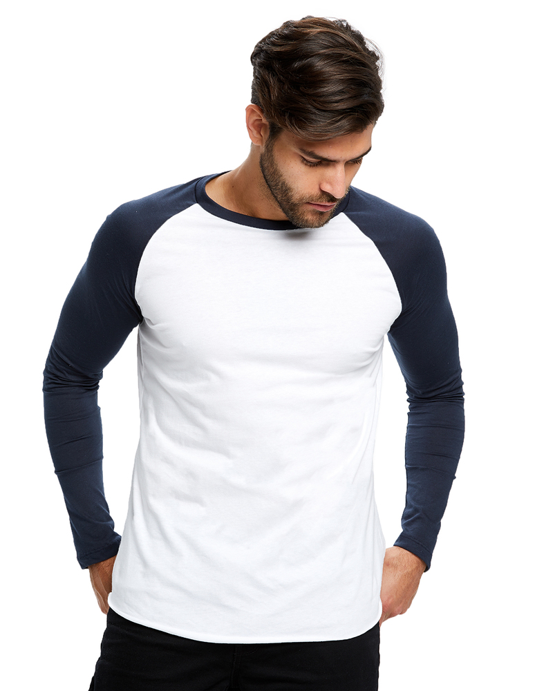 us blanks us6600 men's 4.3 oz. long-sleeve triblend baseball raglan Front Fullsize