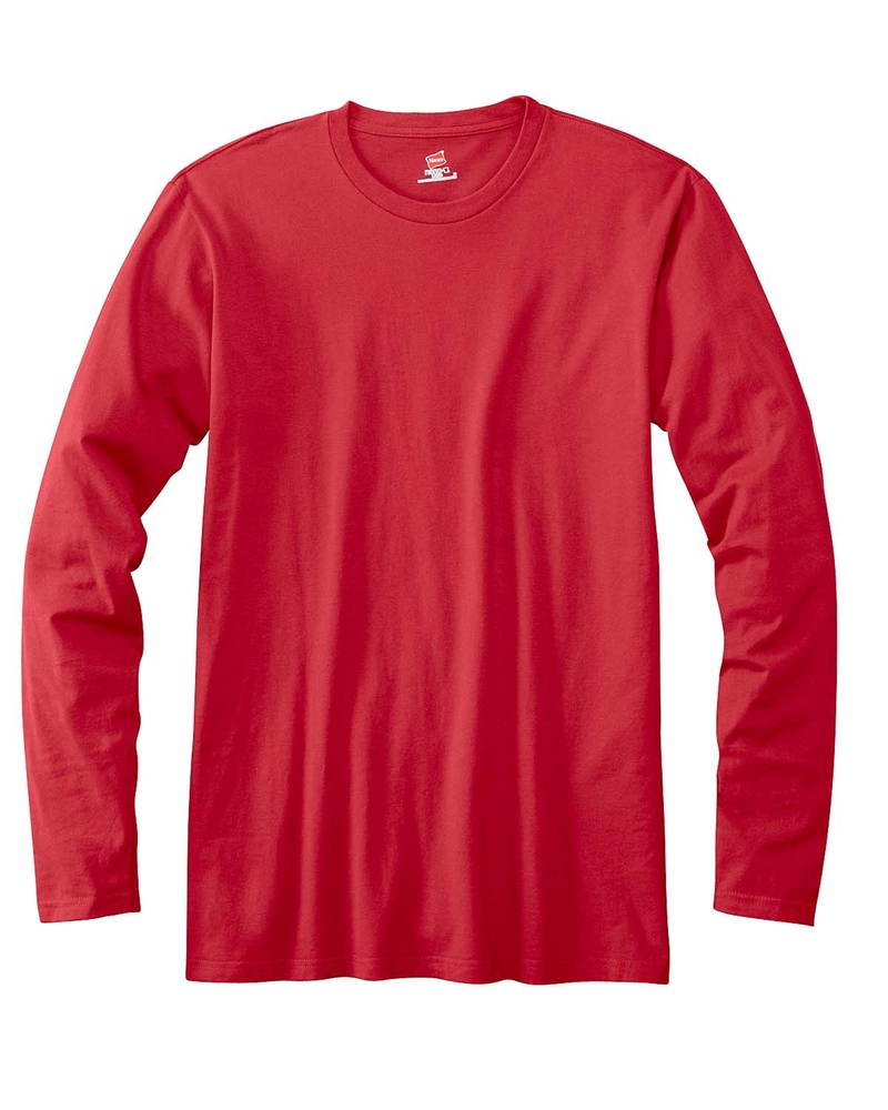 Hanes 498L Adult 4.5 oz., 100% Ringspun Cotton nano-T® Long-Sleeve T-Shirt Front Fullsize"