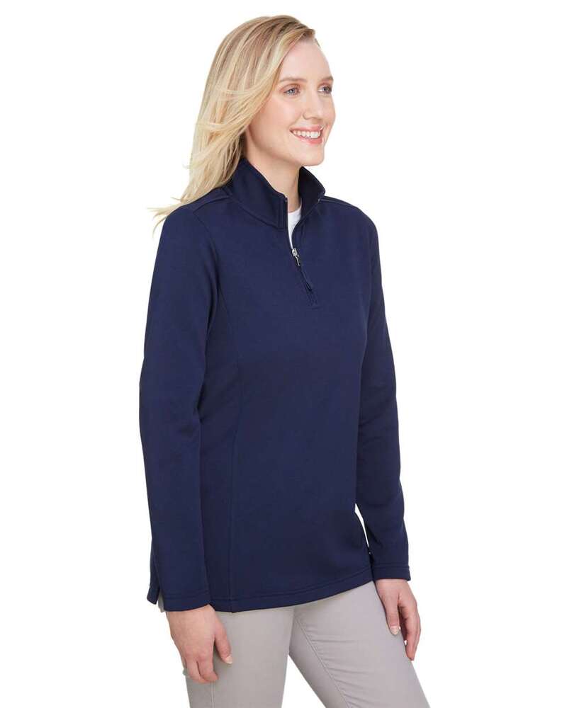 ultraclub uc792w women's coastal pique fleece quarter-zip Side Fullsize