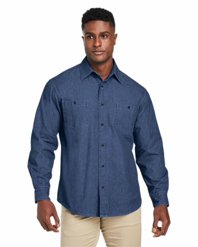 harriton m540 men's denim shirt-jacket Front Fullsize