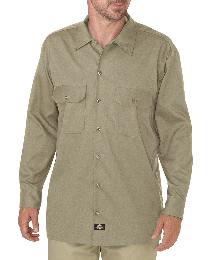 dickies wl675 men's flex relaxed fit long-sleeve twill work shirt Front Fullsize