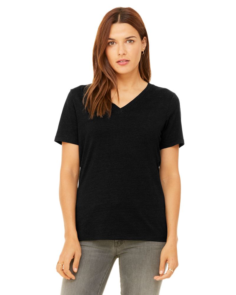 Bella + Canvas 6405CVC Ladies' Relaxed Heather CVC Jersey V-Neck T-Shirt Front Fullsize"