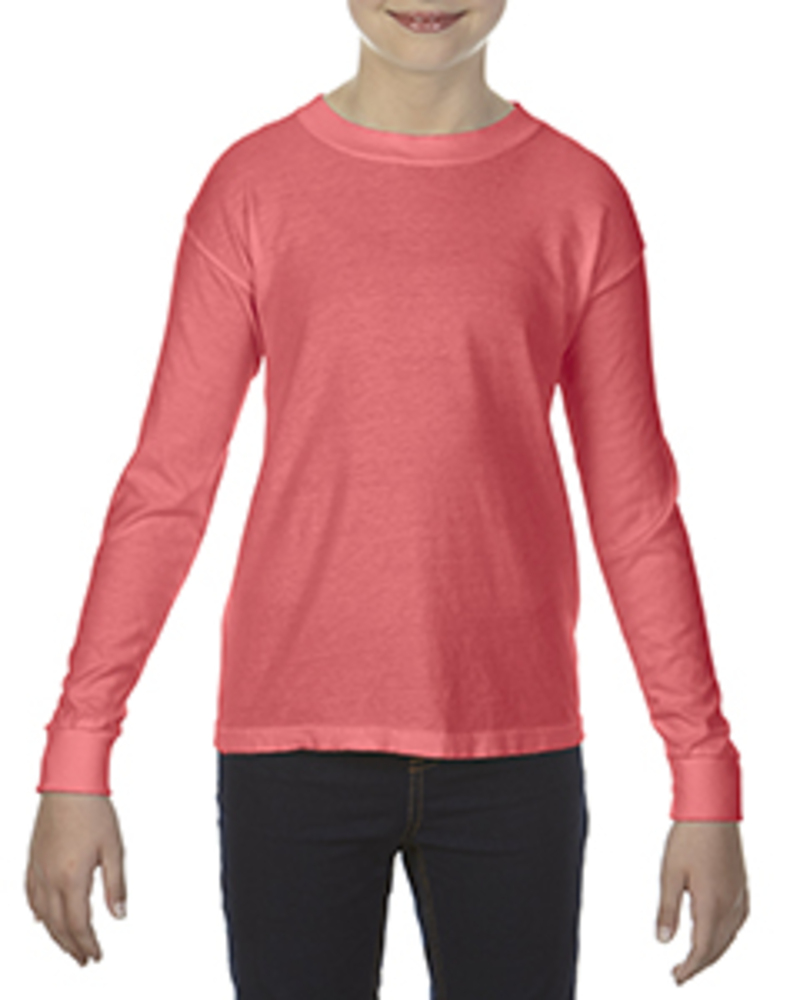 comfort colors c3483 youth 5.4 oz. garment-dyed long-sleeve t-shirt Front Fullsize