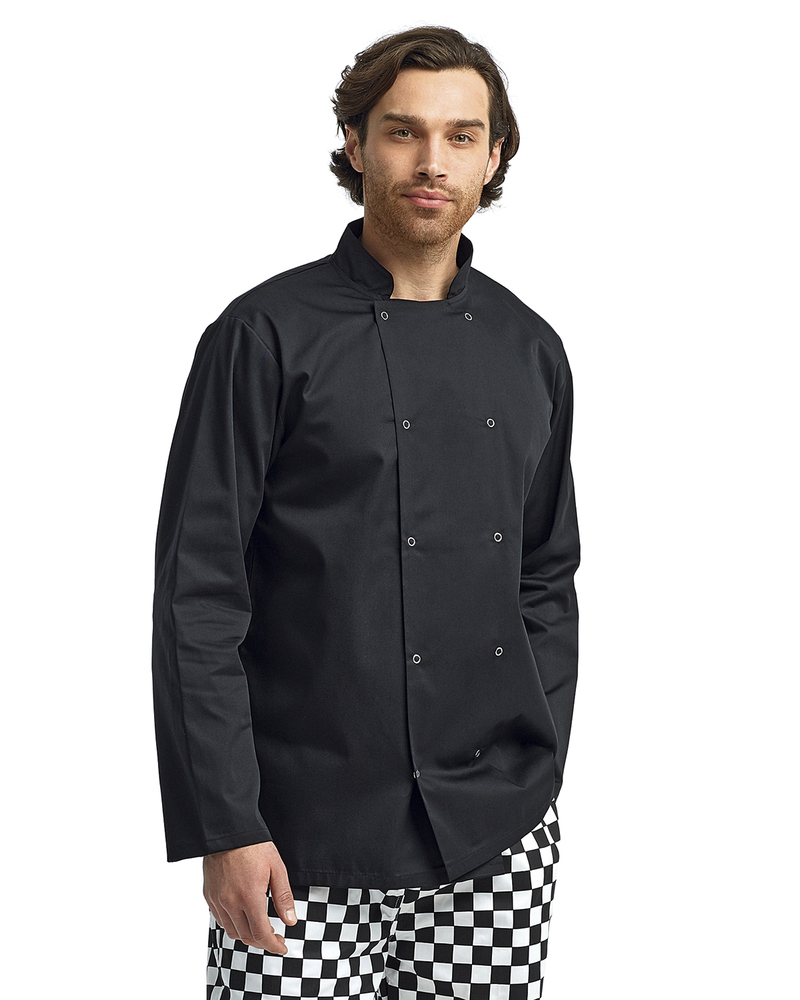 artisan collection by reprime rp665 unisex studded front long-sleeve chef's coat Front Fullsize