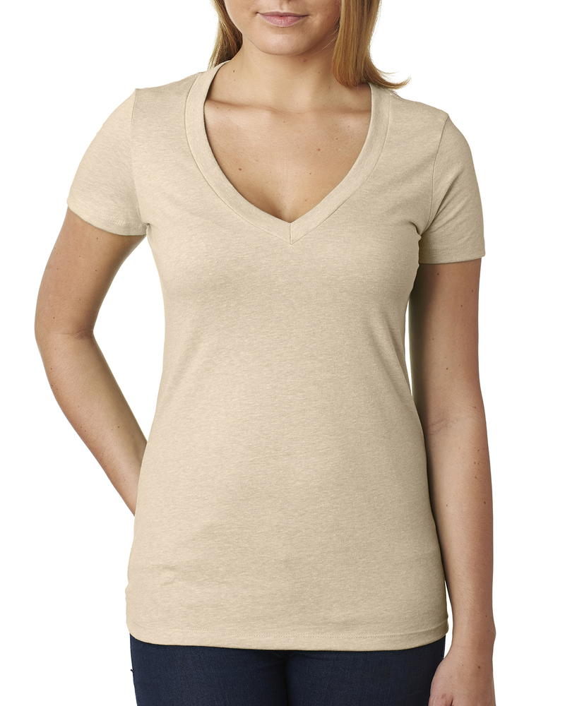 Next Level 6640 Ladies' CVC Deep V-Neck T-Shirt Front Fullsize"