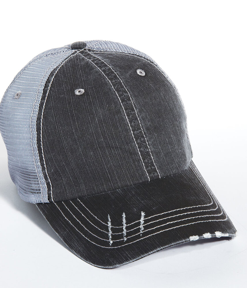 Mega Cap MC6990 Herringbone Trucker Cap Front Fullsize"