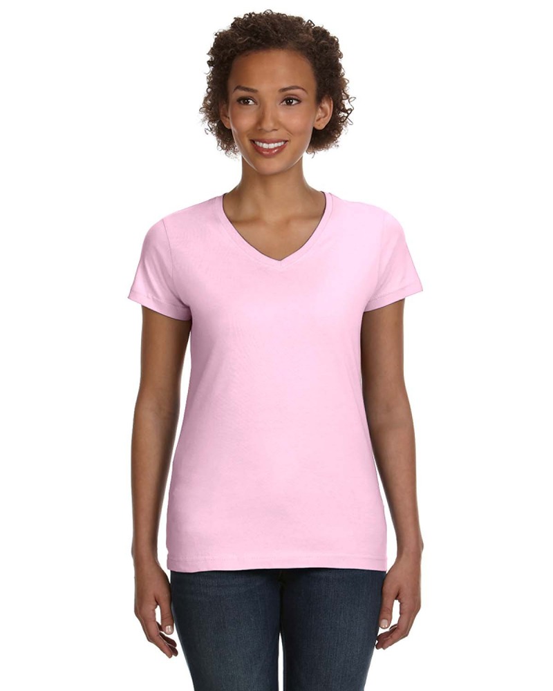 LAT 3507 Ladies' V-Neck Fine Jersey T-Shirt Front Fullsize"