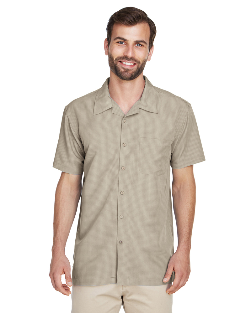 harriton m560 men's barbados textured camp shirt Front Fullsize