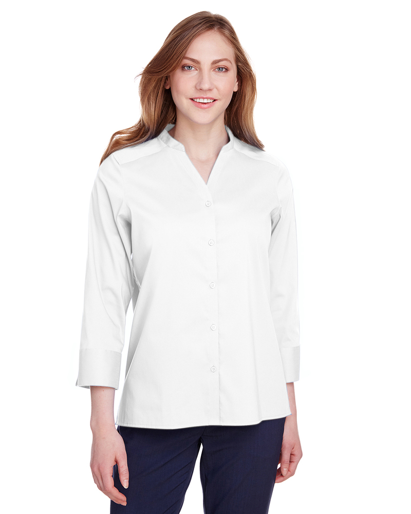 devon & jones dg560w ladies' crown  collection™ stretch broadcloth 3/4 sleeve blouse Front Fullsize