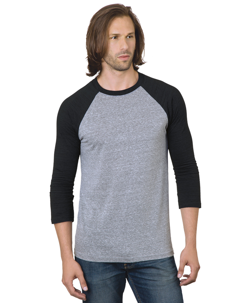 bayside ba9525 unisex 4.2 oz., triblend 3/4-sleeve raglan t-shirt Front Fullsize
