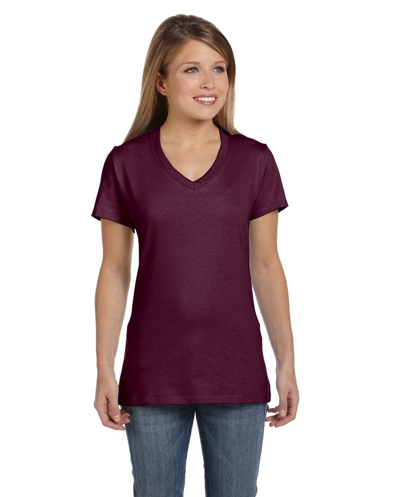 Hanes S04V Ladies' Perfect-T V-Neck T-Shirt Front Fullsize"