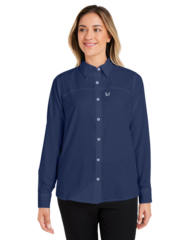 HUK H615006 Ladies' Tide Point Long Sleeve Shirt Front Fullsize"