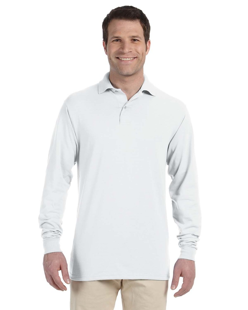 Jerzees 437ML Adult 5.6 oz. SpotShield™ Long-Sleeve Jersey Polo Front Fullsize"