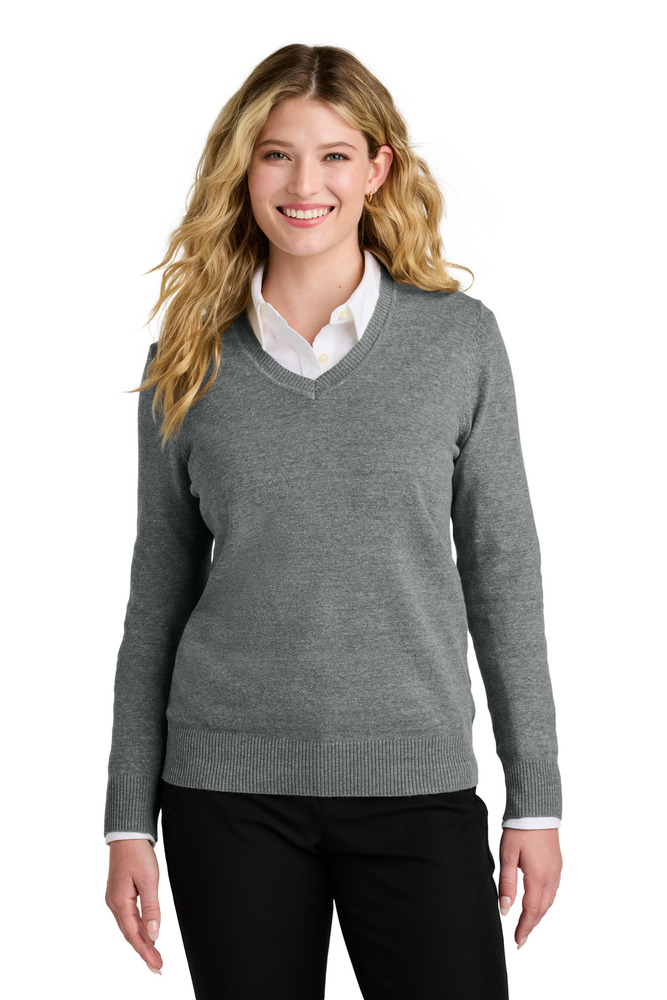 port authority lsw2850 women's easy care v-neck sweater Front Fullsize