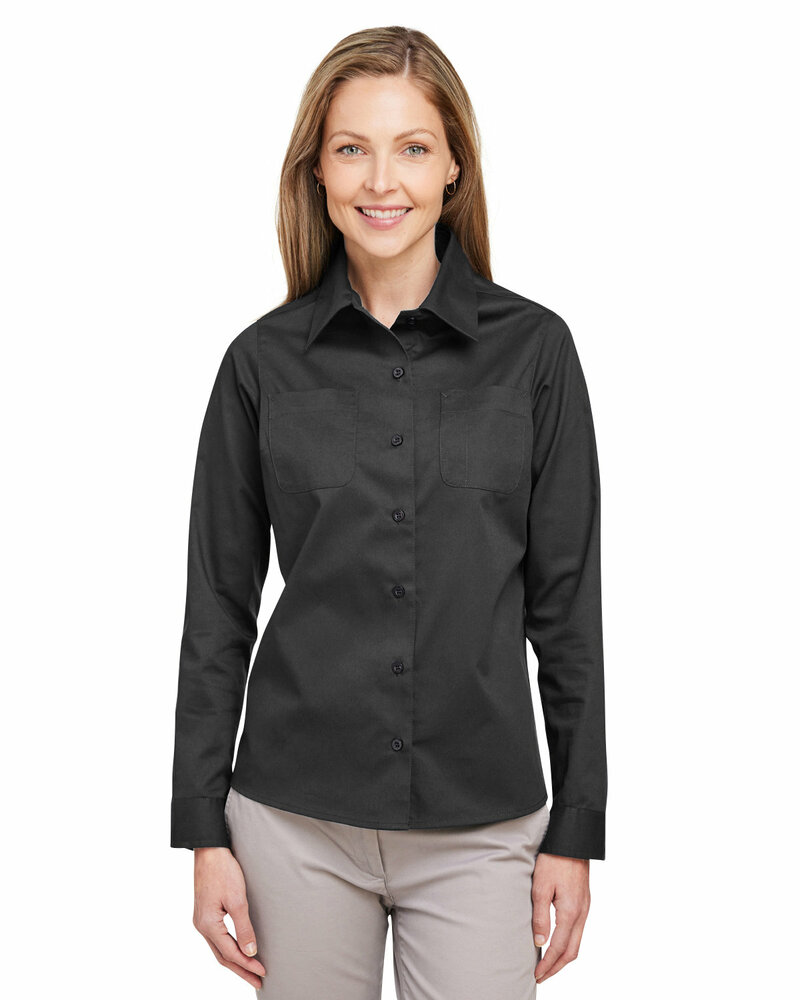 harriton m585lw ladies' advantage il long-sleeve workshirt Front Fullsize