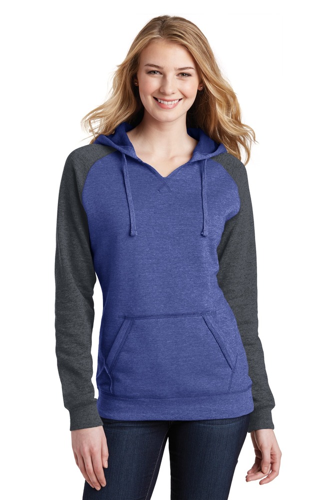 District DT296 Women's Lightweight Fleece Raglan Hoodie Front Fullsize"