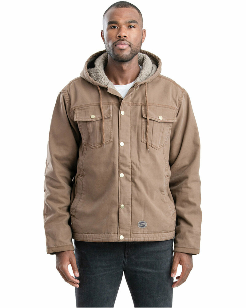 berne hj57 men's vintage washed sherpa-lined hooded jacket Front Fullsize
