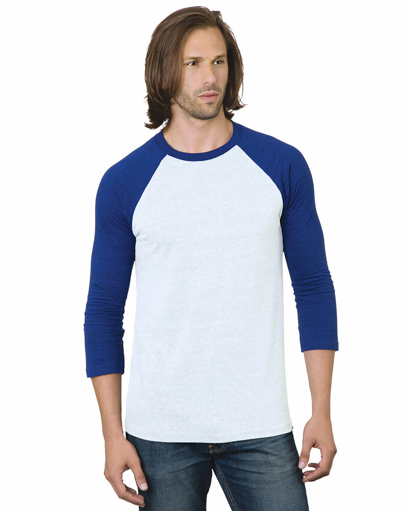 bayside ba9525 unisex 4.2 oz., triblend 3/4-sleeve raglan t-shirt Front Fullsize