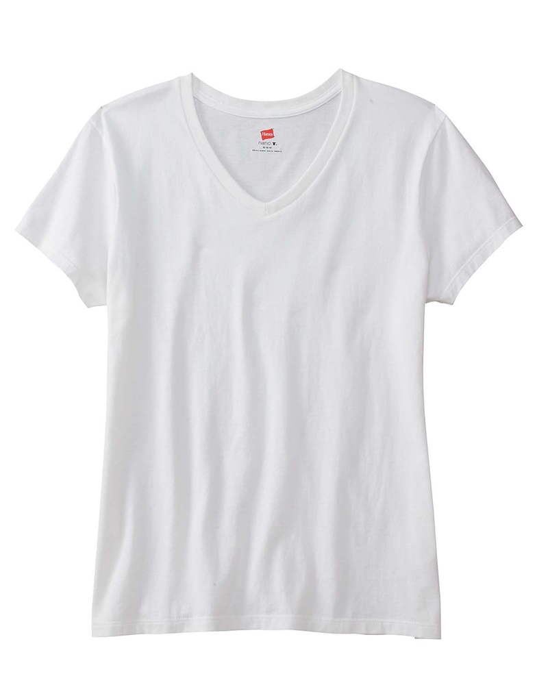 hanes s04v ladies perfect-t v-neck t-shirt Front Fullsize