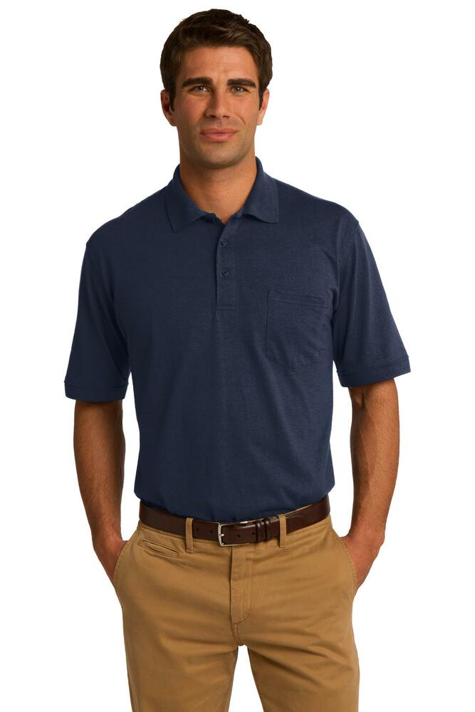 port & company kp55p core blend jersey knit pocket polo Front Fullsize