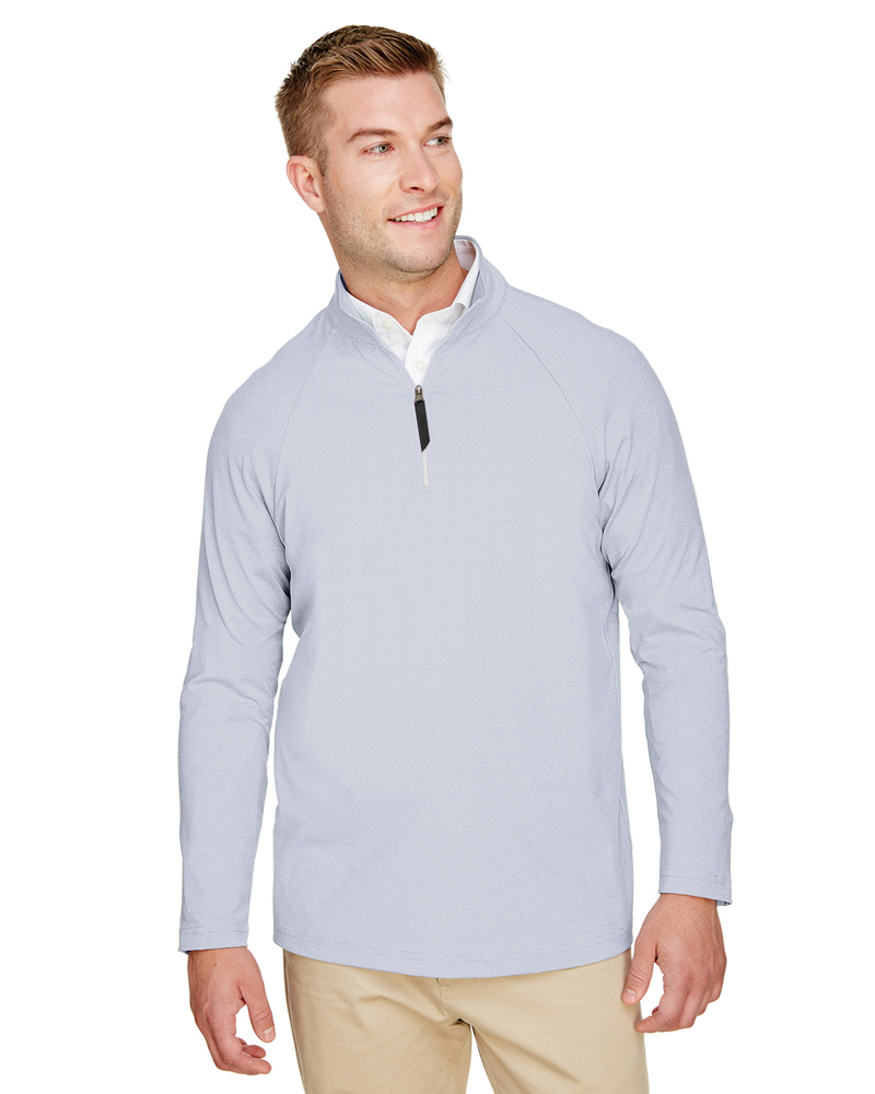 Devon & Jones DG480 CrownLux Performance™ Men's Clubhouse Micro-Stripe Quarter-Zip Front Fullsize"