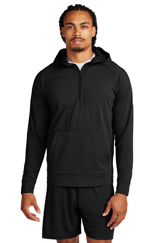 sport-tek st856 sport-wick ® stretch 1/2-zip hoodie Front Fullsize