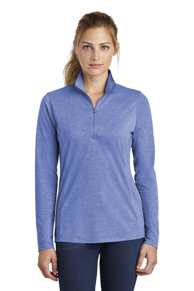 Sport-Tek LST407 Ladies PosiCharge ® Tri-Blend Wicking 1/4-Zip Pullover Front Fullsize"