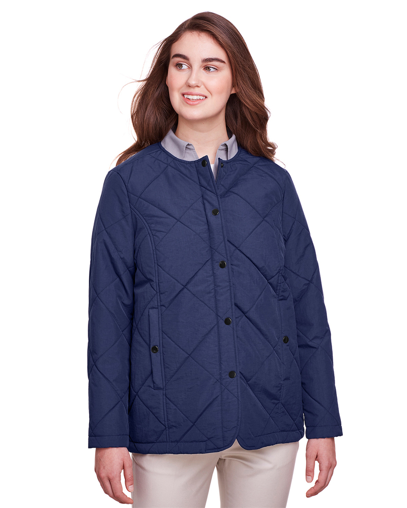 ultraclub uc708w ladies' dawson quilted hacking jacket Front Fullsize