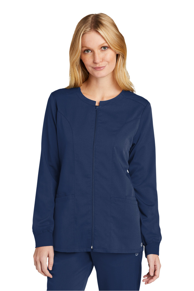 wonderwink ww4088 women's premiere flex ™ full-zip scrub jacket Front Fullsize