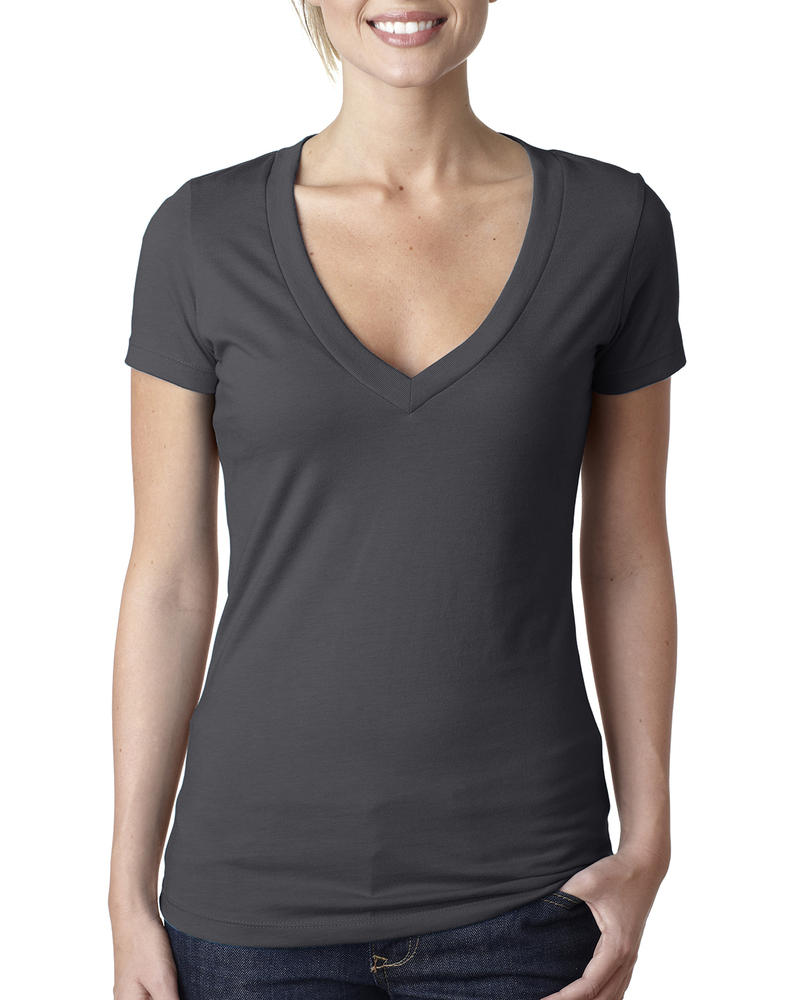 Next Level 6640 Ladies' CVC Deep V-Neck T-Shirt Front Fullsize"