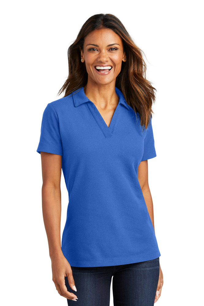 port authority lk867 ladies c-free ™ cotton blend pique polo Front Fullsize