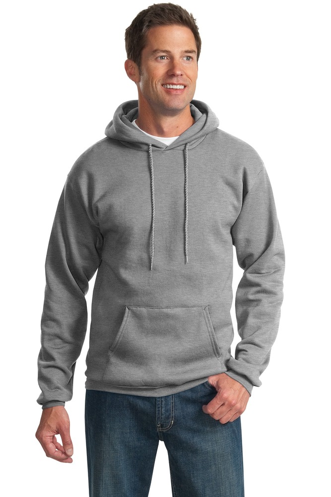 port & company pc90h essential fleece pullover hooded sweatshirt Front Fullsize