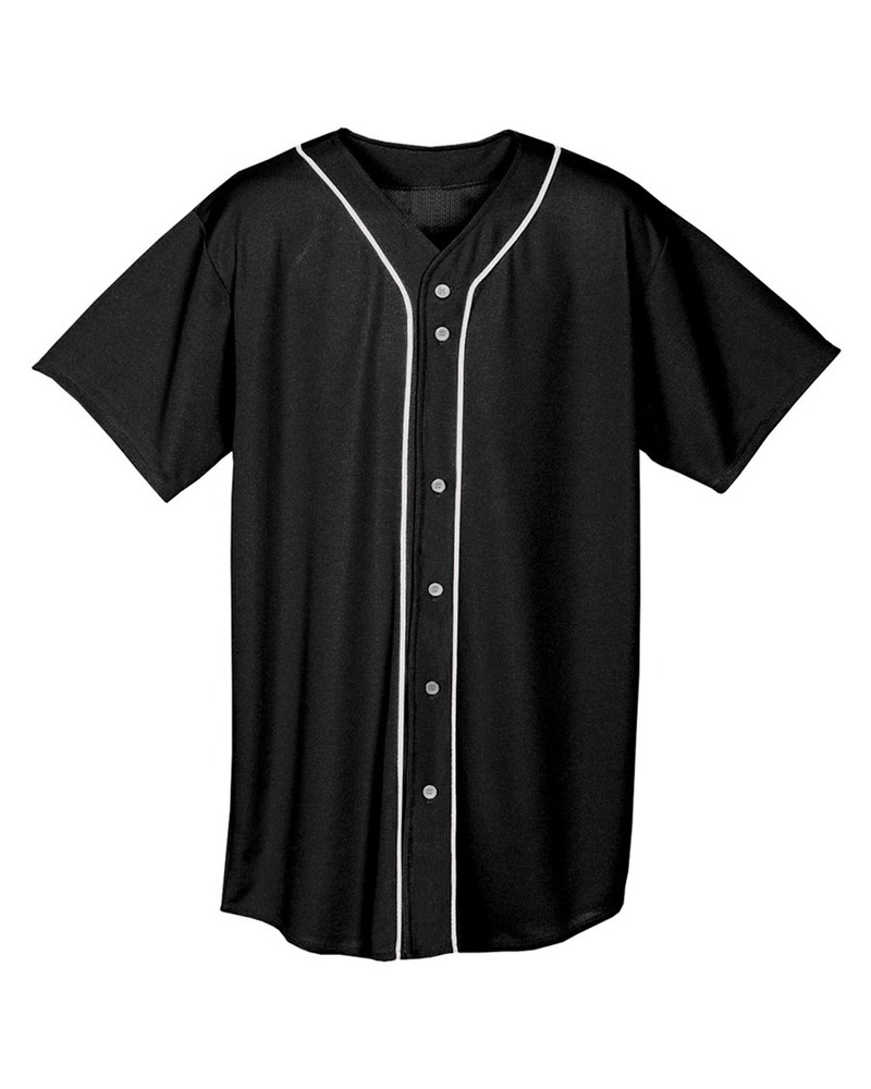 A4 NB4184 - Youth Short Sleeve Full Button Baseball Jersey Black - S
